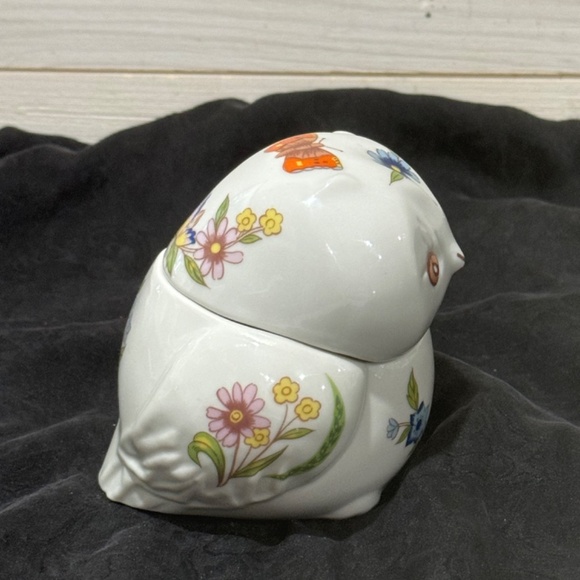 Vintage Mini Ceramic Floral Owl Trinket By Prestige - Picture 3 of 9